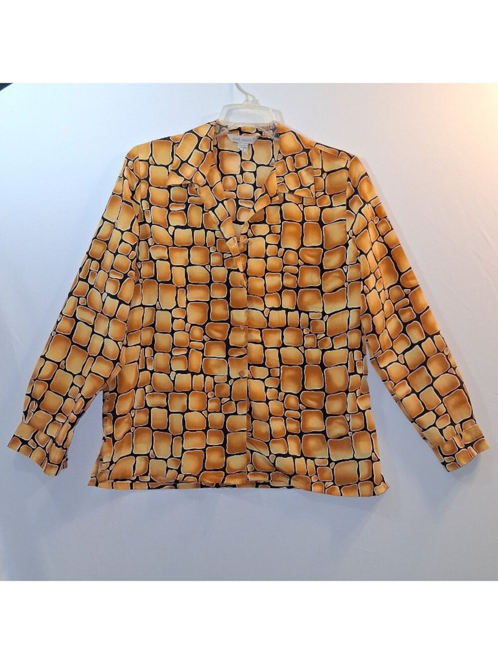 Jane Ashley Golden Tile Print Button-Up Shirt Long Sleeve Womens -SIZE-MED